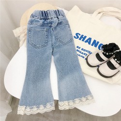 9M-6Y Toddler Girls Lace Hem Bell Bottom Jeans  Girls Fashion Clothes  