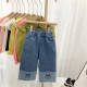 9M-6Y Toddler Girls Cuffed Cartoon Embroidered Loose-Fit Straight-Leg Jeans  Girls Clothes  