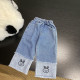 18M-6Y Toddler Girl Cartoon Bear Head Print Straight-Leg Jeans Fashion Girl   