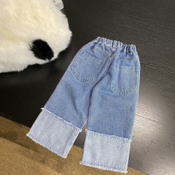 18M-6Y Toddler Girl Cartoon Bear Head Print Straight-Leg Jeans Fashion Girl   