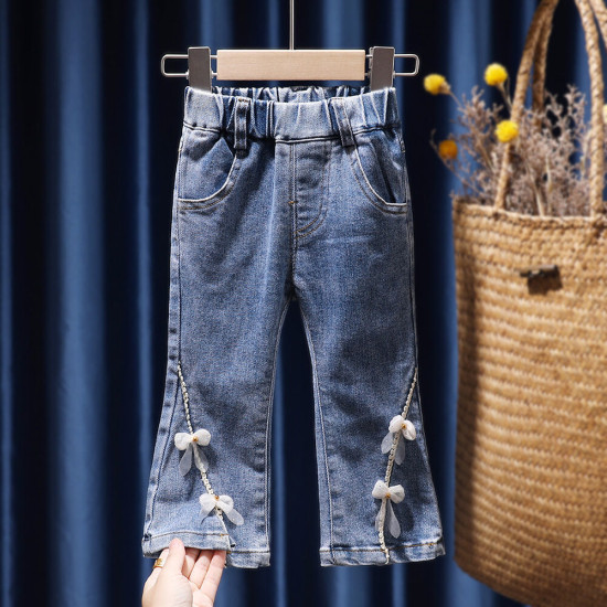 9M-6Y Toddler Girls Bow Bell Bottom Jeans  Girls Fashion Clothes  