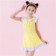 5-8Y Lace Lotus Flying Sleeve Texture Bowknot Dress Swimsuit  Kids Boutique Clothing  