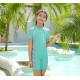 5-9Y Letter Print Short Sleeve Striped Swimwear Swimsuit Jumpsuit  Kids Boutique Clothing  