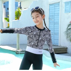5-9Y Graphic Print Long Sleeve Divingde Swimwear Swimsuit  Kids Boutique Clothing  