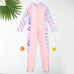 5-9Y Letter Print Long Sleeve Divingde Swimsuit Jumpsuit  Kids Boutique Clothing  