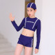 5-9Y Striped Letter Print Long Sleeve Tops And Shorts Swimwear Swimsuit Set  Kids Boutique Clothing  