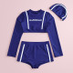 5-9Y Striped Letter Print Long Sleeve Tops And Shorts Swimwear Swimsuit Set  Kids Boutique Clothing  