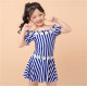 6-9Y Daisy Striped Lotus Short Sleeve Swimwear Dress  Kids Boutique Clothing  
