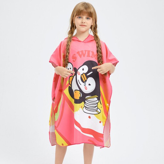 Toddler Kids Beachwear Cartoon Printing Children's Beach Bathrobe Wear Bath Towel Swimming Cloak Quick-Drying  