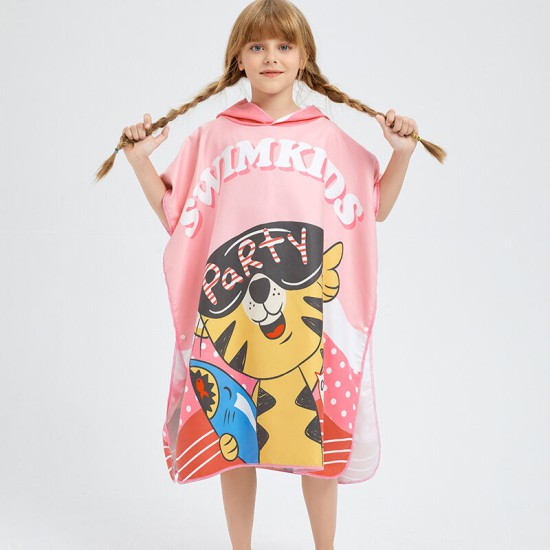 Toddler Kids Beachwear Cartoon Printing Children's Beach Bathrobe Wear Bath Towel Swimming Cloak Quick-Drying  