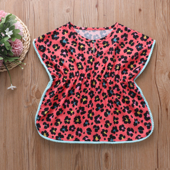 18M-6Y Toddler Girls Beach Pom Pom Trim Dress  Girls Clothes  