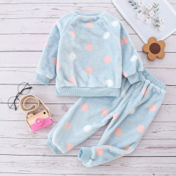 18M-6Y Toddler Girls Loungewear Flannel Plush Polka Dot Two-Piece Set  Girls Clothes  