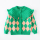 2-6Y Toddler Girl Knitted Cardigan Autumn Plaid Sweater Top Coat  Toddler Clothes  