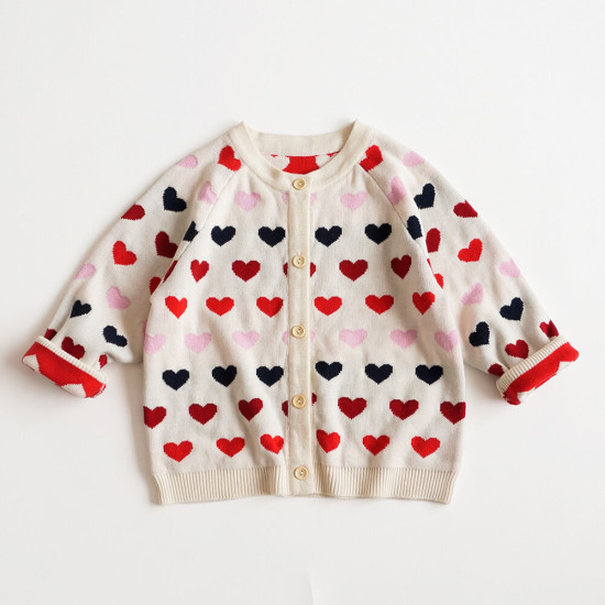 18M-6Y Toddler Girls Love Heart Sweater Knit Cardigan  Girls Clothes  