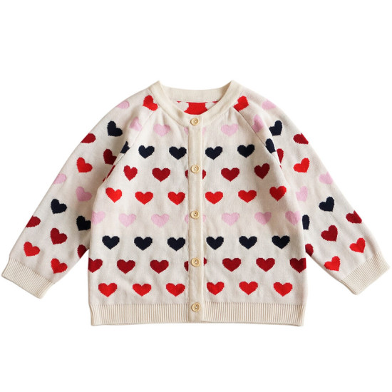 18M-6Y Toddler Girls Love Heart Sweater Knit Cardigan  Girls Clothes  