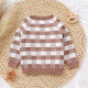 18M-6Y Plaid Knitwear Button Long Sleeve Cardigan Thin Coat  Kids Boutique Clothing  