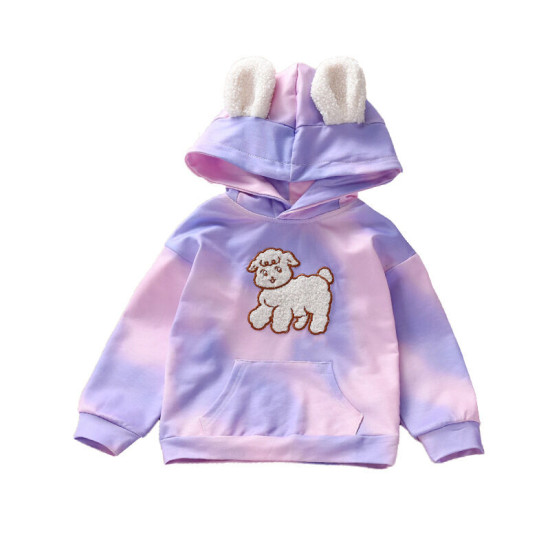 18M-6Y Toddler Girls Tie-Dye Sheep Embroidery Hoodies  Girls Fashion Clothes  