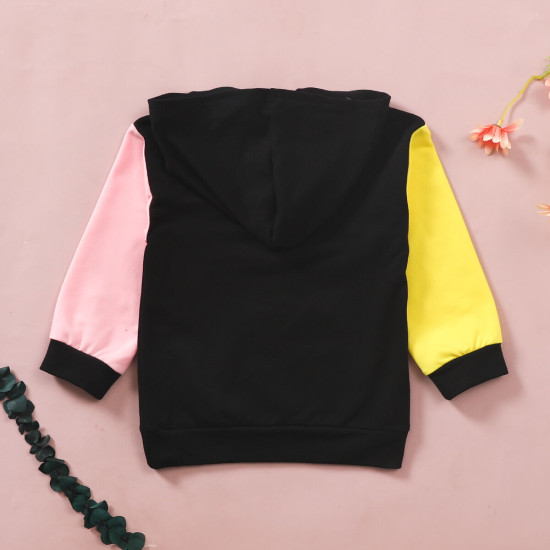 18M-6Y Toddler Grils Long Sleeve Colorblock Hooded Casual Sweatshirt  Girls Clothes  