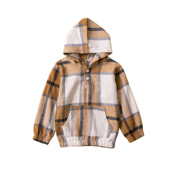18M-6Y Toddler Girls Contrast Plaid Hoodie  Girls Fashion Clothes  