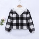 4-12Y Kid Unisex Hooded Plaid Fleece Casual Cardigan Hooded Jacket Kids  Clothing  