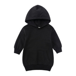 18M-5Y Girls Solid Color Long Sleeve Hooded Sweatshirt Dresses Toddler Girl  Clothing  