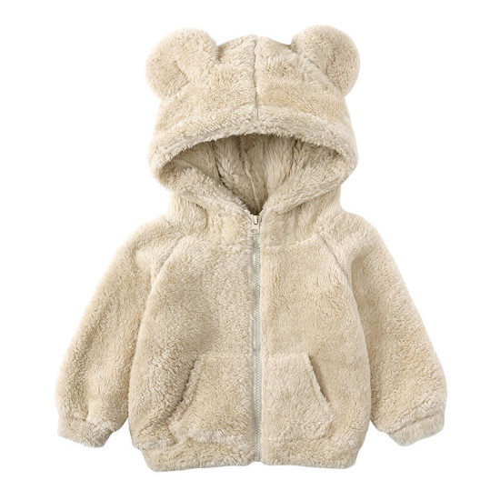 9M-6Y Toddler Lamb Fleece Zip-Up Hooded Thick Coat  Toddler Boutique Clothing  