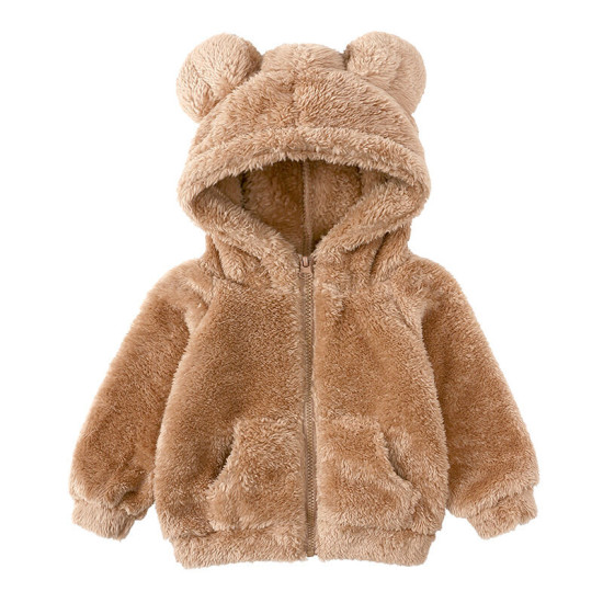 9M-6Y Toddler Lamb Fleece Zip-Up Hooded Thick Coat  Toddler Boutique Clothing  