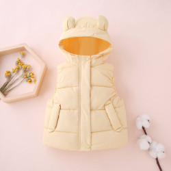 18M-7Y Toddler Girls Solid Color Thick Down Jacket Cotton Vest Coats  Girls Clothes  