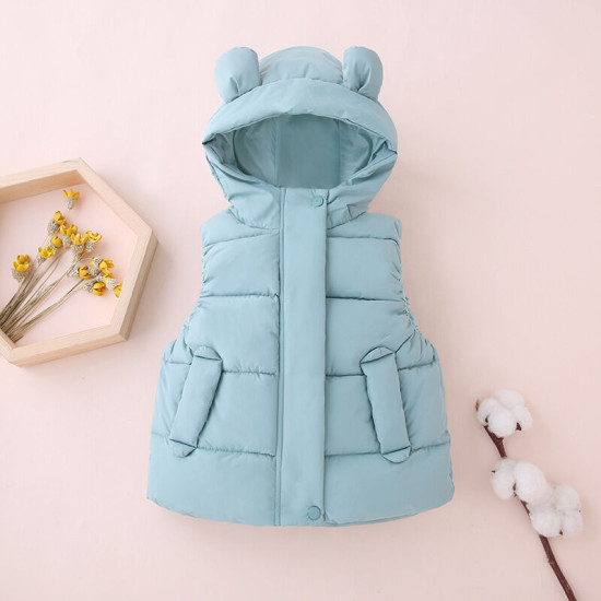 18M-7Y Toddler Girls Solid Color Thick Down Jacket Cotton Vest Coats  Girls Clothes  