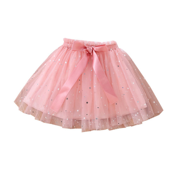 18M-6Y Toddler Girls Summer Star Mesh Bow Skirt  Girls Fashion Clothes  