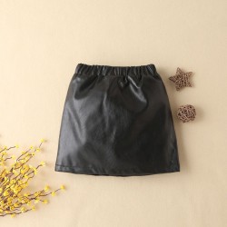 18M-6Y PU Black Button Short Skirt  Kids Boutique Clothing  