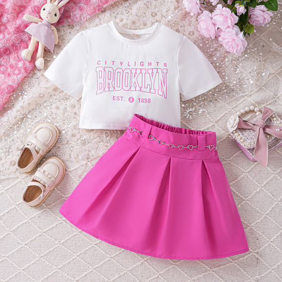4-9Y Kids Girls Sets Letter Cropped Tops And Skirts  Clothing Kidswear  