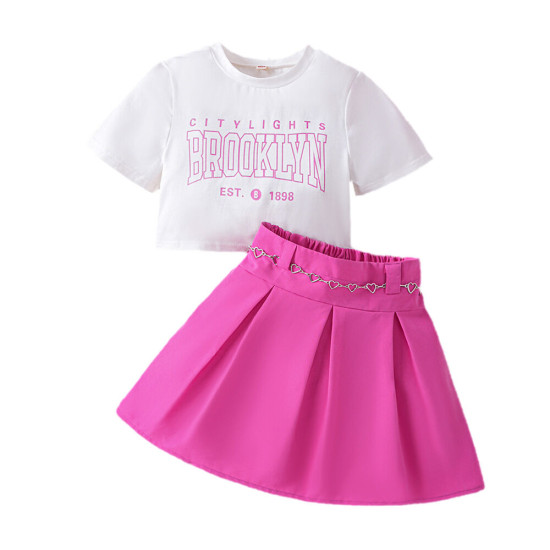 4-9Y Kids Girls Sets Letter Cropped Tops And Skirts  Clothing Kidswear  