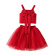 18M-6Y Toddler Girls Sets Bow Cami Tops And Mesh Skirts  Girls Clothes  