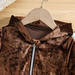 3-7Y Toddler Girls Sets Velvet Hooded Jackets & Waisted Trousers  Girls Clothes  