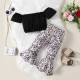 18M-6Y Toddler Girls Sets Off-Shoulder Crop Top Leopard Print Flared Pants  Girls Clothes  