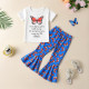 18M-6Y Toddler Girls Sets Short Sleeve T-Shirt Butterfly Print Flare Pants  Girls Clothes  