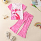 18M-6Y Toddler Girls Flamingo T-Shirt Love Bell Bottoms Two-Piece Set  Girls Clothes  