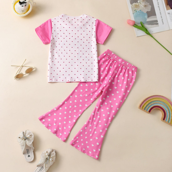 18M-6Y Toddler Girls Flamingo T-Shirt Love Bell Bottoms Two-Piece Set  Girls Clothes  