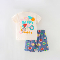 18M-7Y Toddler Girls Letter Flower Print T-Shirts And Shorts  Girls Clothes  