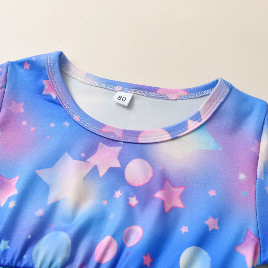 18M-6Y Toddler Girls Sets Colorful Starry Sky Print Tops And Pants  Girls Clothes  