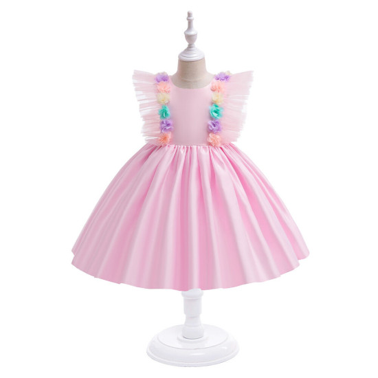 3-6Y Toddler Girls Flying Sleeve Flower Dress Princess Dresses  Girls Clothes  