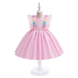 3-6Y Toddler Girls Flying Sleeve Flower Dress Princess Dresses  Girls Clothes  