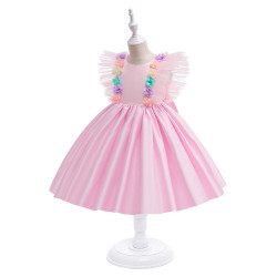 3-6Y Toddler Girls Flying Sleeve Flower Dress Princess Dresses  Girls Clothes  