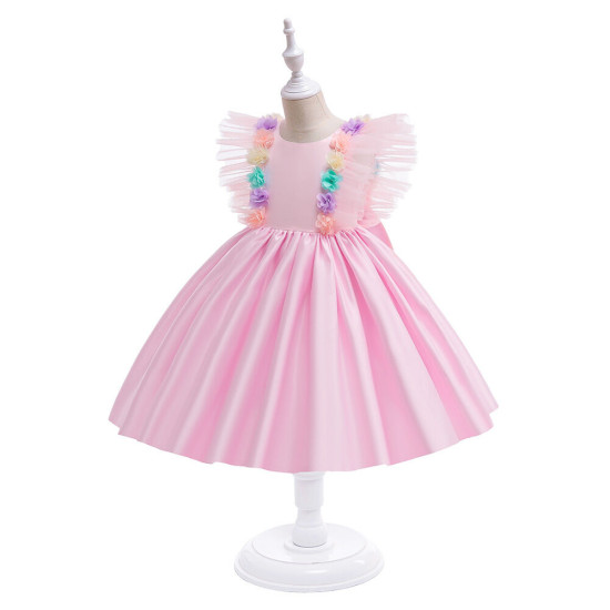 3-6Y Toddler Girls Flying Sleeve Flower Dress Princess Dresses  Girls Clothes  