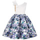 2-8Y Kids Girls Slanted Shoulders Flower Party Dresses  Kids Clothes  