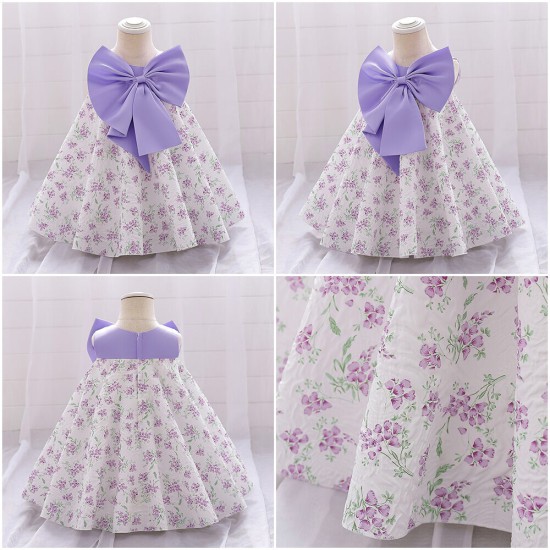 12M-3Y Toddler Girls Floral Big Bow Princess Dress  Girls Clothes  