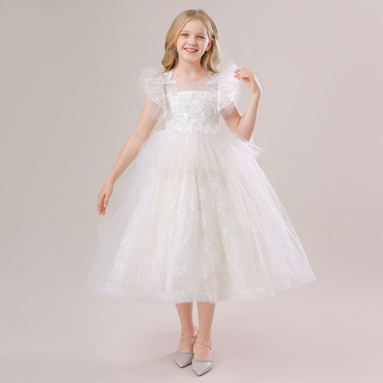 4-10Y Kids Girls Party Lace Mesh Princess Dresses  Clothing Kidswear  