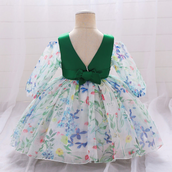 12M-3Y Toddler Girls Floral Bow Mesh Princess Dresses  Girls Clothes  