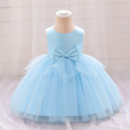 2-6Y Toddler Girls Irregular Mesh Princess Dress With Bow Knot  Girls Clothes  